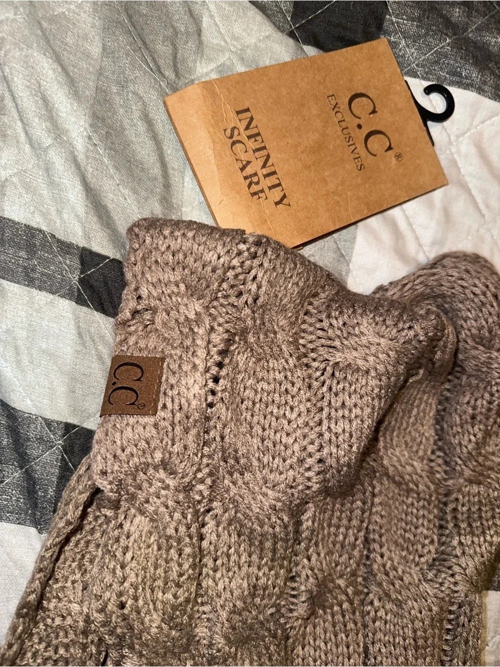C.C Tan Cable Knit infinity scarf